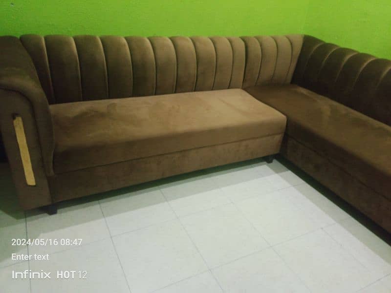 L shape new condition sofa set newly purchased 3