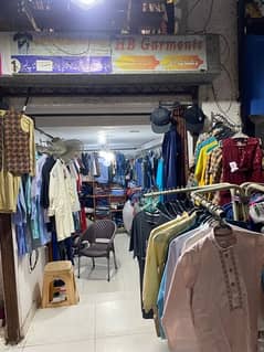 In running front location Garment shop for sale with stock 0