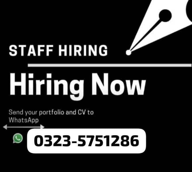 Urgently Required Staff Males and Females 0