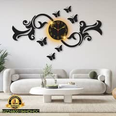 butterfly design laminated wall clock with back light