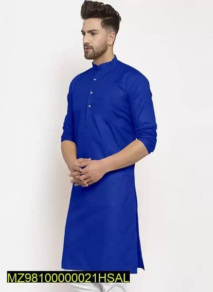 2 Pcs Men's Stitched Cotton Plain Kurta Pajama 2