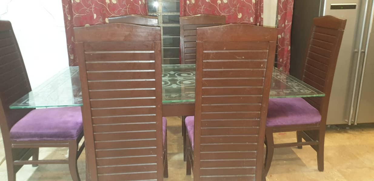 WOODEN DOUBLE BED, 6 CHAIR DINNING, 6 SITTER SOFA 3