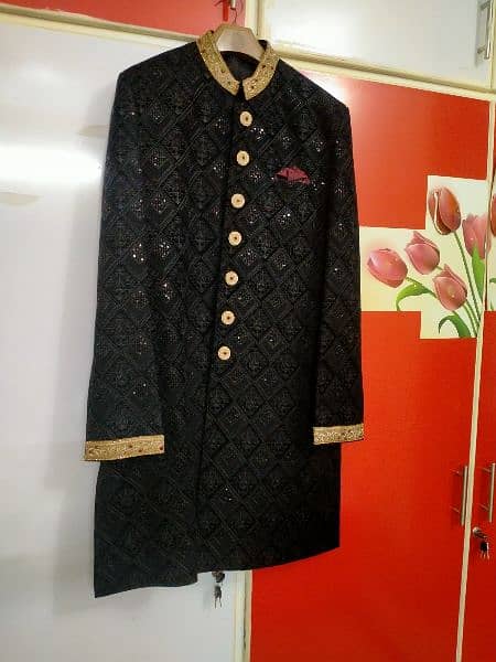 Sherwani with Khulla and Black Kameez nd Trouser 3