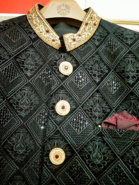 Sherwani with Khulla and Black Kameez nd Trouser 4