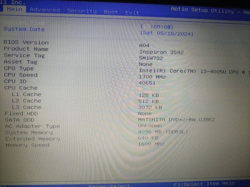 Dell Inspiron 3542 i3 4th Gen. Good condition. 7