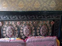 Iron bed with Side tables and Dressing table