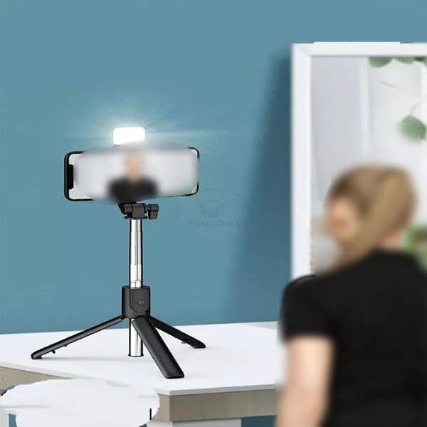 selfie stick with Led light mini tripod stand 3