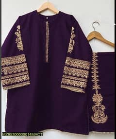 2 Pcs Women's stitched Katan Silk Tilla embroidered suit 0