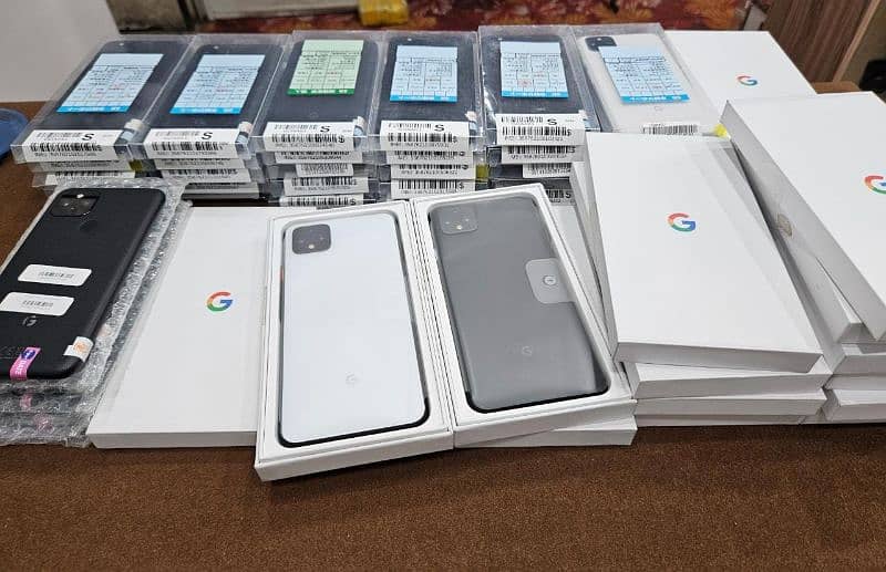 Google Pixel 4,4XL Box pack and 4a5G official, 5, and 5a All Available 6