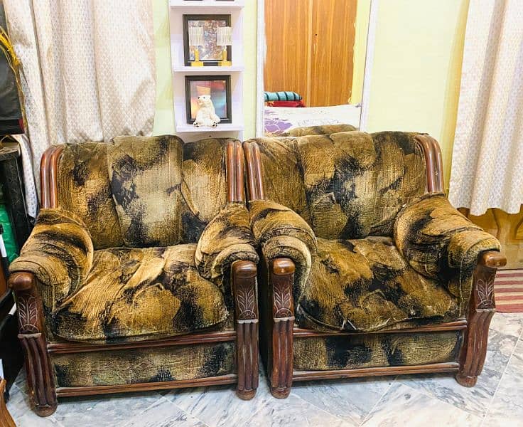 pure wooden 5 seater sofa set 1