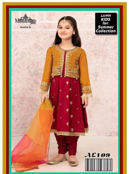 3 pc girls lawn embroidered suit 1