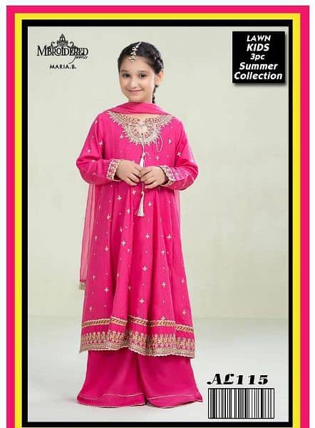 3 pc girls lawn embroidered suit 2