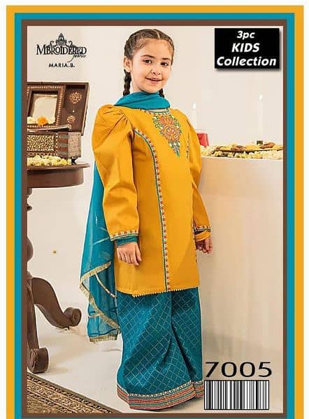 3 pc girls lawn embroidered suit 8