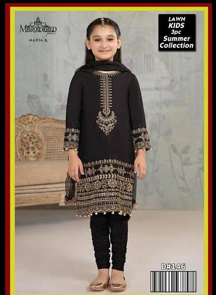 3 pc girls lawn embroidered suit 13