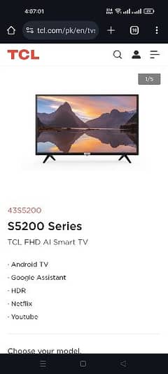 TCL 43" smart led for sell only
