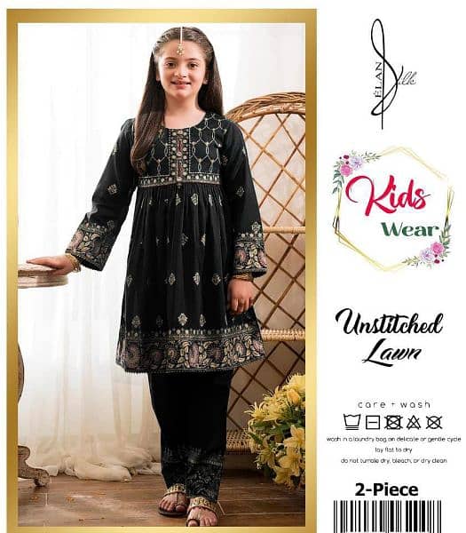 Girls lawn embroidered shirt and trouser 2 pcs 5