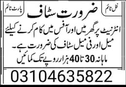 jobs available for male or female online working and office management