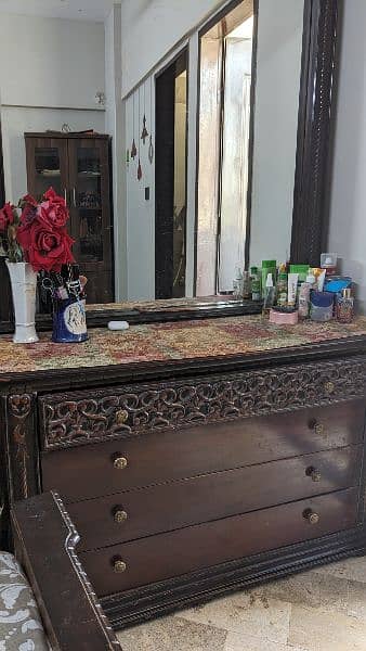 King size Sheesham bedroom set (bed + side tables + dressing table) 3