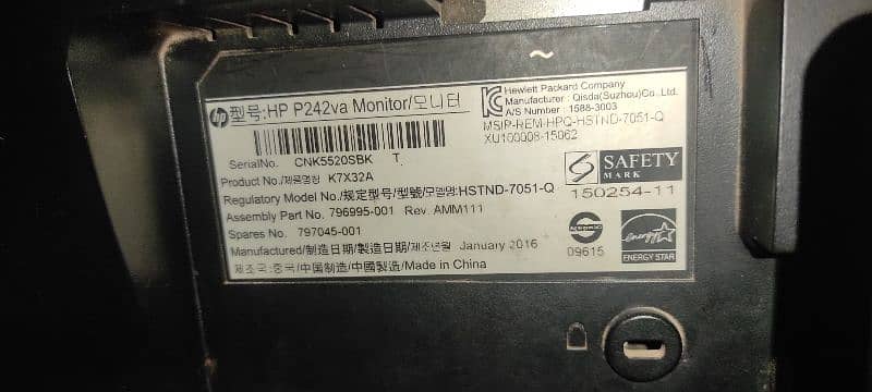 HP Monitor Hdmi / 60 Hertz , Model (ProDisplay p242va) 5