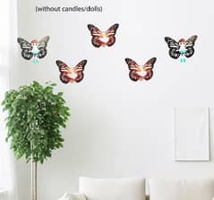 5 PCs modern 3d butterflyart mdf wall hanging frame set with shelf 0