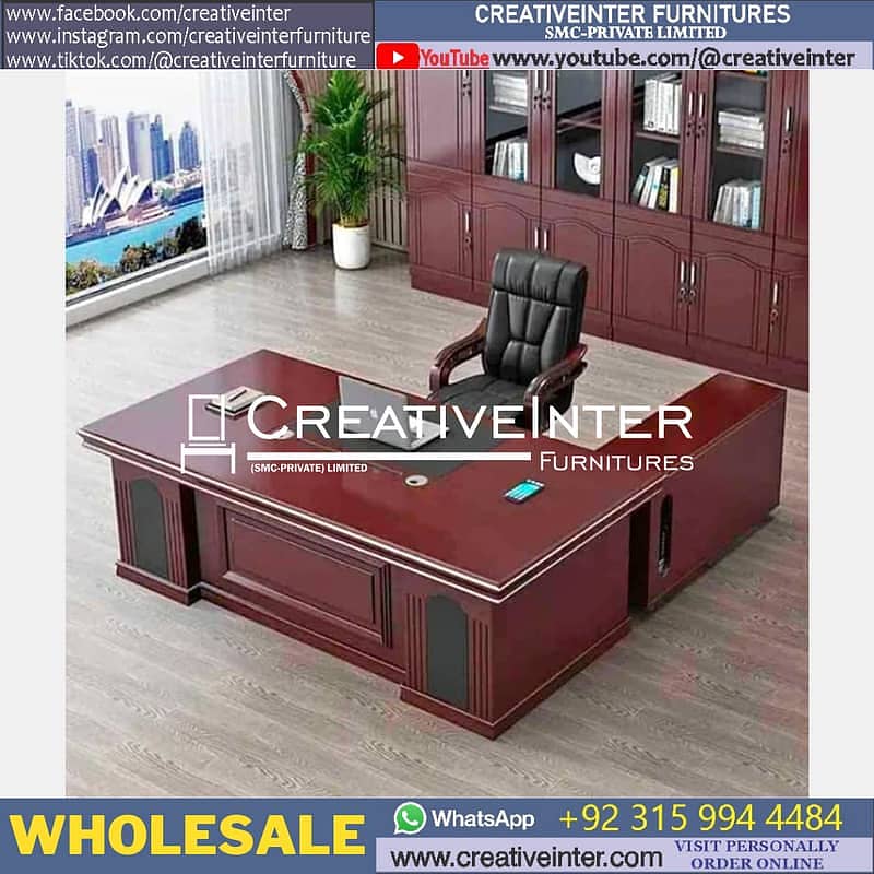 Modern Executive Office Table L Shape Desk Staff CEO Working Chair 4