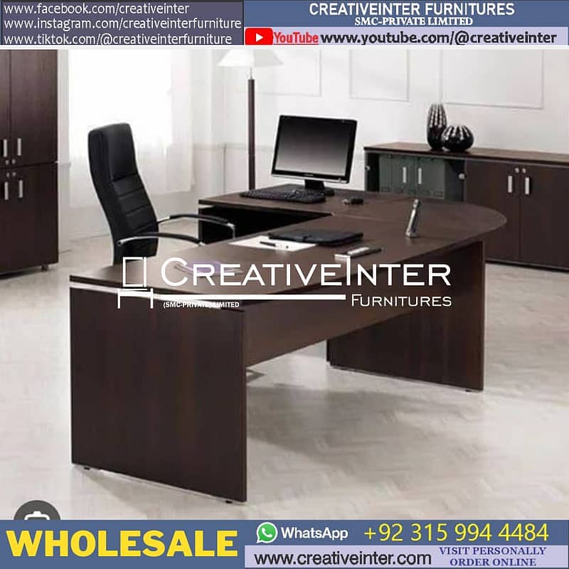 Modern Executive Office Table L Shape Desk Staff CEO Working Chair 12