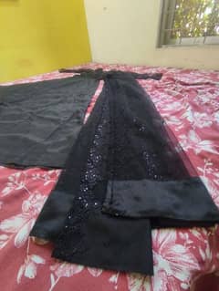 black frock and Brown Embroidered organza net Saree one time use only 0