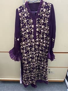 3pc purple all embellished suit stitched