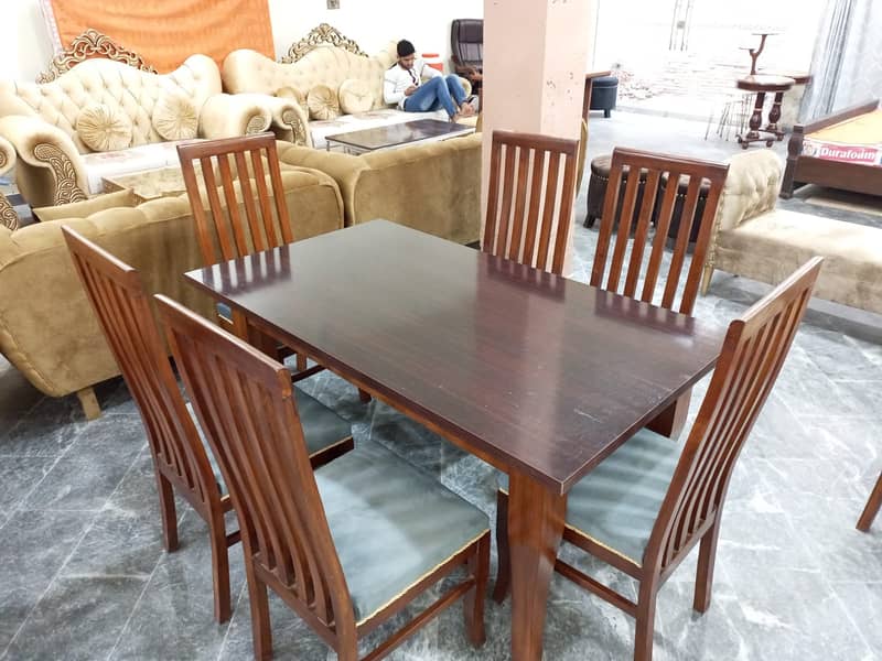 dining table/wooden chair/6 person dining/glass top shesham dining set 8