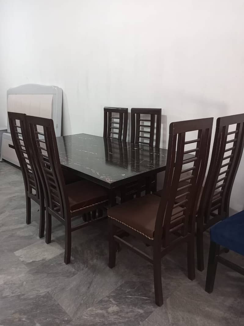 dining table/wooden chair/6 person dining/glass top shesham dining set 14