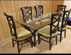 dining table set/wooden chairs/solid wood table/6 seater dining set