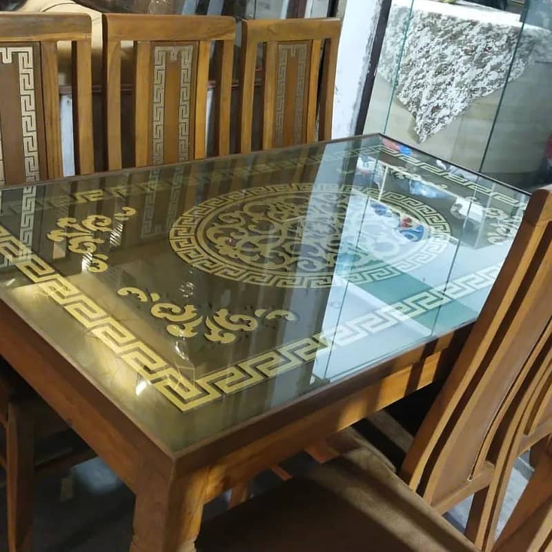 luxury dining table/shesham wood chairs/solid center table in lahore 13