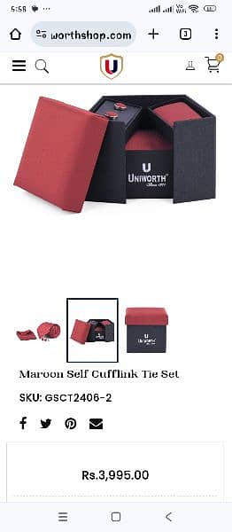 Uniworth cufflink tie set 3