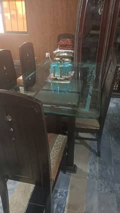 Glass Dining table for sale 6 sets
