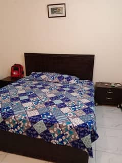 Double Bed with Mattress and side tables contact number 03335343427