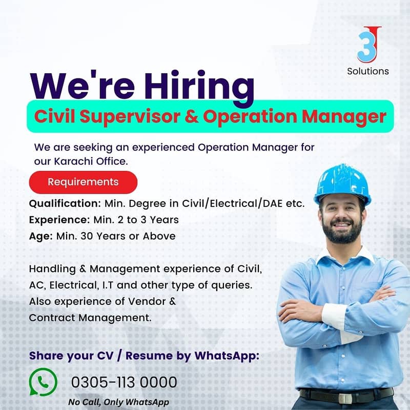Require Staff for Karachi GM/Admin/HR / Accounts / Civil Engineer 1