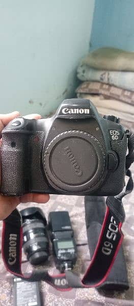 Canon 6D with 24-105 lens and flash gun 1