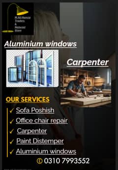 Carpenter and Aluminum Glass, Sofa Poshish, Paint distemper Services