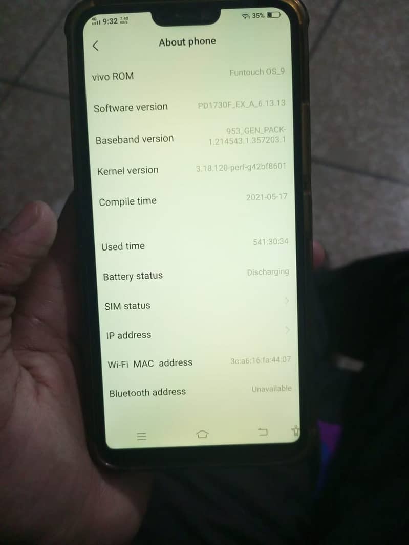 vivo v9 ( 4gb-64gb ) with box 16