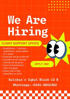 Required Client Support Male Staff