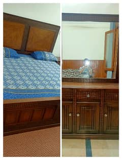 King Size  Wood Bed and wardrobe