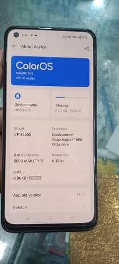Oppo A78 lush condition 8/256 plus 8bg ram extand