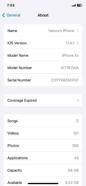 iphone xs PTA approved 64GB 1