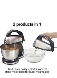 Bear 2 in 1 Classic Stand & Hand Mixer: 5-Speed QuickBurst with Bowl