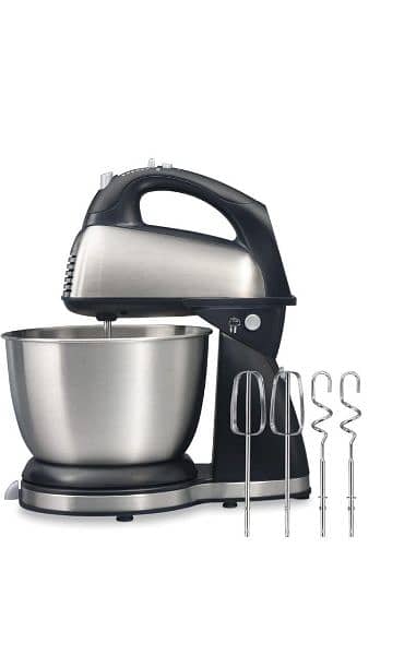 Bear 2 in 1 Classic Stand & Hand Mixer: 5-Speed QuickBurst with Bowl 1