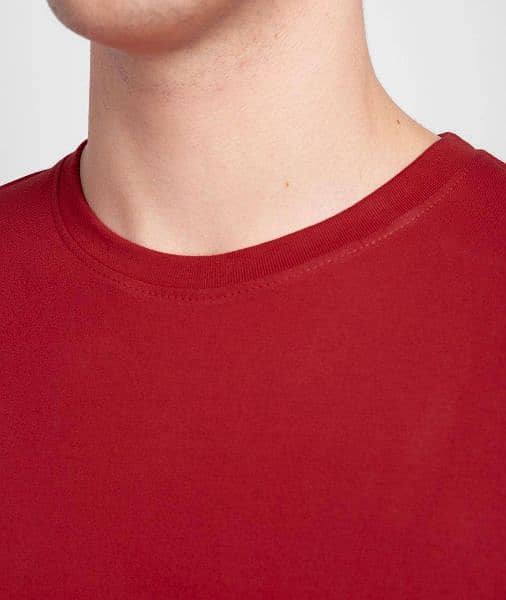 1 Pc Men's Stitched Round Neck T-Shirt, Red 1