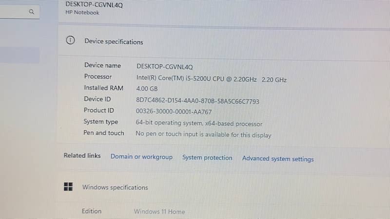 HP 15 AC151dx i5 5th Gen 4GB 128gb ssd 2