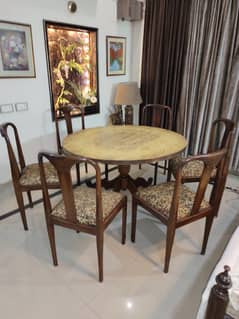 ROUND DINNING TABLE WITH 6 CHAIRS (PURE SHEESHAM) 0