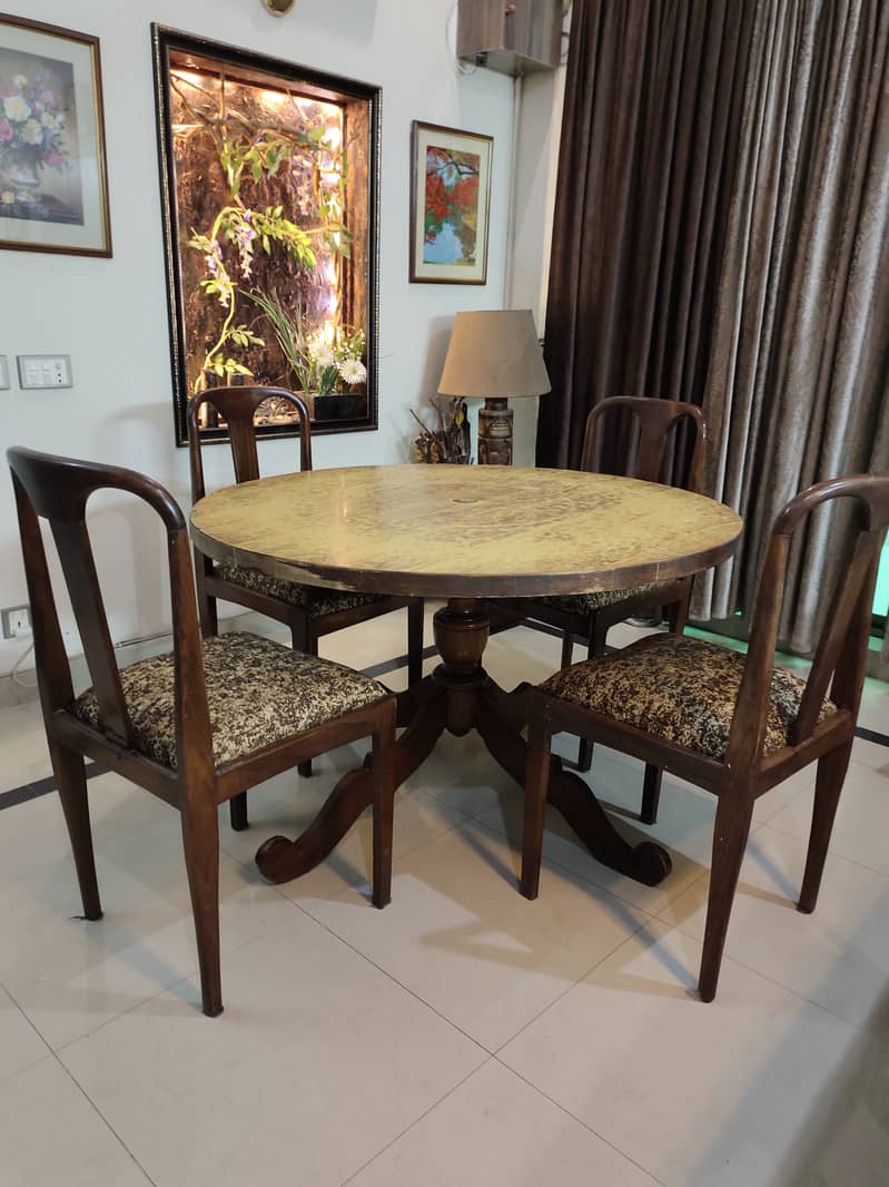 ROUND DINNING TABLE WITH 6 CHAIRS (PURE SHEESHAM) 2