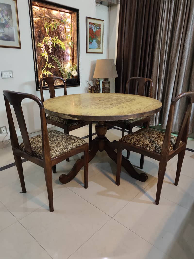 ROUND DINNING TABLE WITH 6 CHAIRS (PURE SHEESHAM) 3